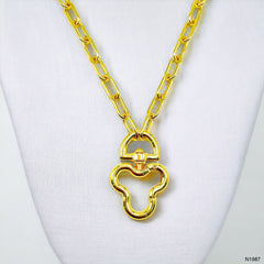 Mickey Mouse 18K Gold Anti Tarnish Link Pendant Chain Necklace For Women