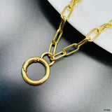 Round Charm 18K Gold Anti Tarnish Link Pendant Chain Necklace For Women