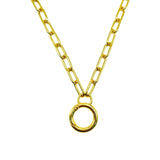 Round Charm 18K Gold Anti Tarnish Link Pendant Chain Necklace For Women