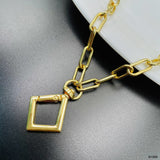 Rhombus Charm 18K Gold Anti Tarnish Link Pendant Chain Necklace For Women