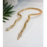 Cubic Zirconia Crystal Green 18K Gold Anti Tarnish Long Snake Necklace For Women