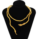 Jet Black Eye 18K Gold Anti Tarnish Long Snake Necklace For Women