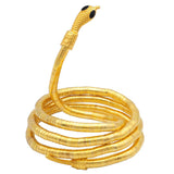 Jet Black Eye 18K Gold Anti Tarnish Long Snake Necklace For Women