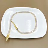 Snake Baguette 18K Gold Cubic Zirconia Anti Tarnish Chain Necklace For Women