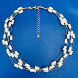 White 18K Gold Anti Tarnish Beads Layer Necklace For Women