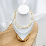 White 18K Gold Anti Tarnish Beads Layer Necklace For Women