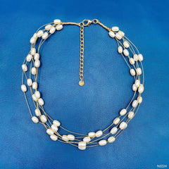 Simple Pearl White 18K Gold Anti Tarnish Layer Necklace For Women