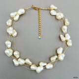 Sea White 18K Gold Anti Tarnish Pearl Layer Necklace For Women