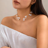 Sea White 18K Gold Anti Tarnish Pearl Layer Necklace For Women