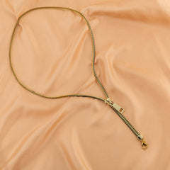 Long Black 18K Gold Anti Tarnish Zip Chain Necklace For Women