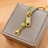 Long Black 18K Gold Anti Tarnish Zip Chain Necklace For Women