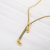 Long Black 18K Gold Anti Tarnish Zip Chain Necklace For Women