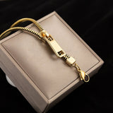 Long Black 18K Gold Anti Tarnish Zip Chain Necklace For Women