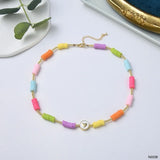 Heart Rainbow Multi 18K Gold Beads Anti Tarnish Beads Necklace For Women