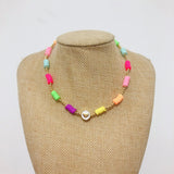 Heart Rainbow Multi 18K Gold Beads Anti Tarnish Beads Necklace For Women