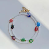 Evil Eye Rainbow Multi 18K Gold Beads Anti Tarnish Beads Necklace For Women