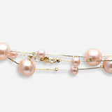 Layer Pearl Pink Rose Gold Anti Tarnish Long Necklace For Women