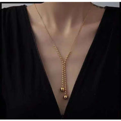 Balls Stainless Steel 18K Gold Anti Tarnish Link Chain Y Necklace For Women