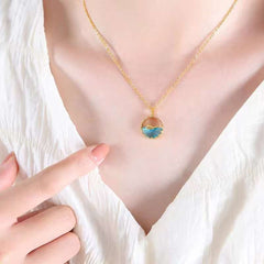 Fish Stainless Steel Green 18K Gold Anti Tarnish Necklace Pendant Chain For Women