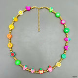 Resin Fruits Multicolour 18K Gold Silicon Anti Tarnish Necklace For Kids