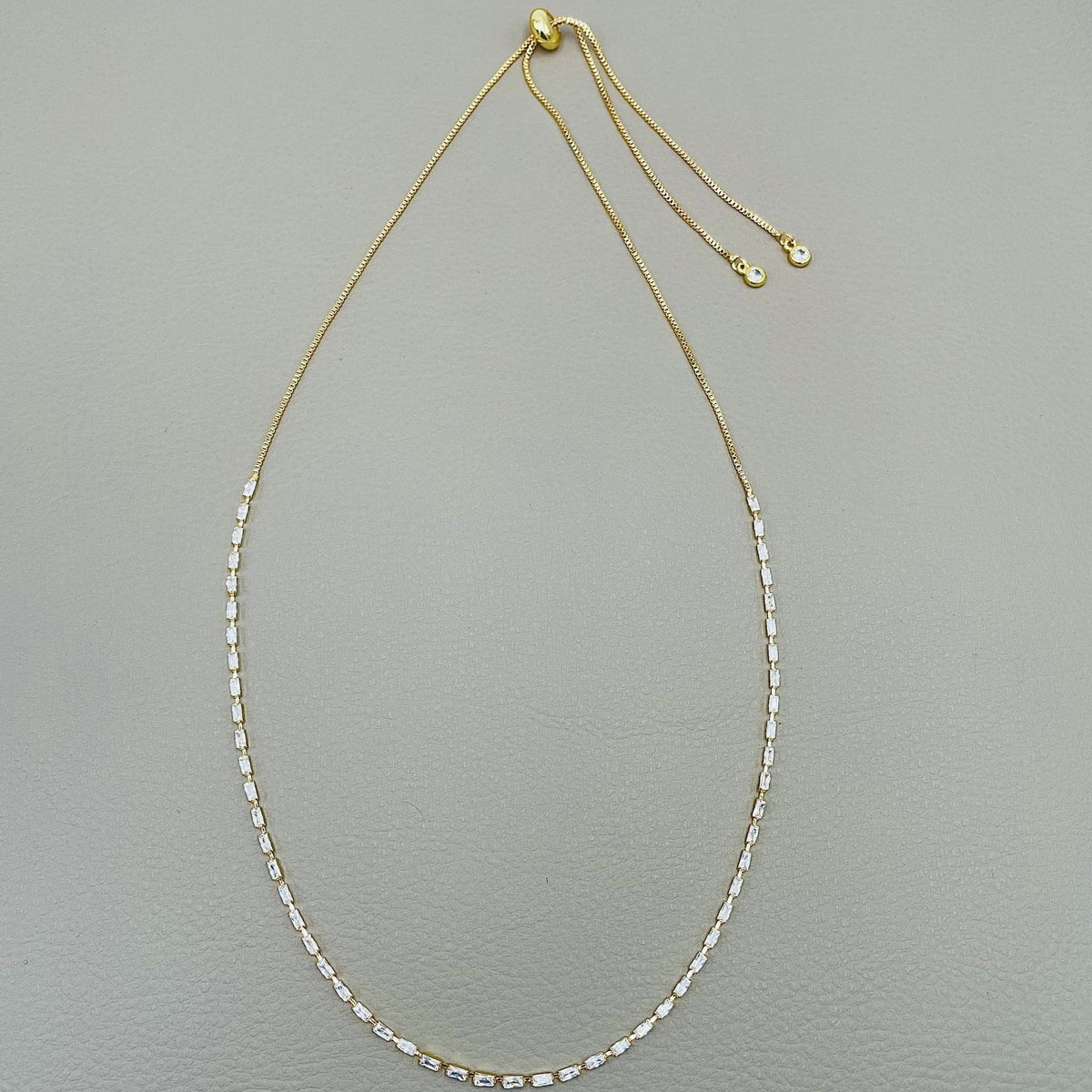 Baguette Solitaire Cubic Zirconia 18K Gold Anti Tarnish Necklace
