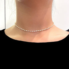 Baguette Solitaire Cubic Zirconia 18K Gold Anti Tarnish Necklace