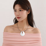 Drop Grey Silver Anti Tarnish Heavy Necklace For Women