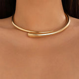 8K Gold Anti Tarnish Collar Hasli Necklace For Women