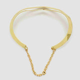 Dual V Shape 18K Gold Stainless Steel Collar Choker Hasli Necklace For Women