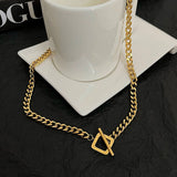 Square Toggle 18K Gold Anti Tarnish Curb Chain Necklace For Women