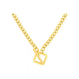 Square Toggle 18K Gold Anti Tarnish Curb Chain Necklace For Women