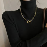 Square Toggle 18K Gold Anti Tarnish Curb Chain Necklace For Women