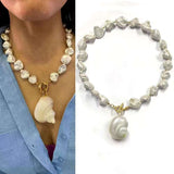 Conch Shell Pearl White 18K Gold Anti Tarnish Necklace For Women