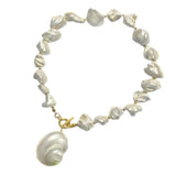 Conch Shell Pearl White 18K Gold Anti Tarnish Necklace For Women