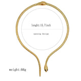 Snake 18K Gold Enamel Anti Tarnish Hasli Necklace For Women