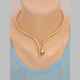 Snake 18K Gold Enamel Anti Tarnish Hasli Necklace For Women