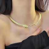 Snake Round 18K Gold Enamel Anti Tarnish Hasli Necklace For Women