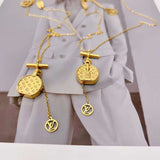 Stylish 18K Gold Anti Tarnish Link Chain Pendant Necklace For Women