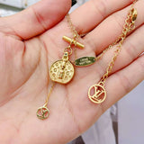 Stylish 18K Gold Anti Tarnish Link Chain Pendant Necklace For Women