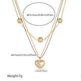 Heart Pearl White 18K Gold Stainless Steel Anti Tarnish Dual Layer Necklace For Women