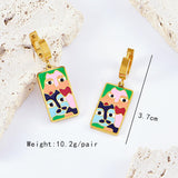 Enamel Multicolour 18K Gold Stainless Steel Anti Tarnish Necklace Earring Set For Kids Women