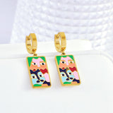 Enamel Multicolour 18K Gold Stainless Steel Anti Tarnish Necklace Earring Set For Kids Women