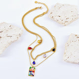 Enamel Multicolour 18K Gold Stainless Steel Anti Tarnish Necklace Earring Set For Kids Women