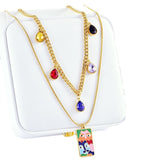 Enamel Multicolour 18K Gold Stainless Steel Anti Tarnish Necklace Earring Set For Kids Women