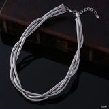 Triple Layer Snake Silver Anti Tarnish Necklace For Women