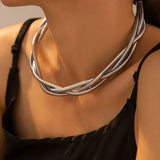 Triple Layer Snake Silver Anti Tarnish Necklace For Women