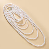 Multilayer Pearl White 18K Gold Anti Tarnish Long Necklace For Women