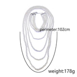 Multilayer Pearl White 18K Gold Anti Tarnish Long Necklace For Women