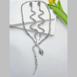 Snake Rhinestone Anti Tarnish Long Necklace Earring Set For Women