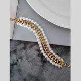 Dual Layer Pearl White 18K Gold Anti Tarnish Choker Necklace For Women